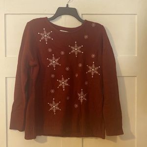 Burgundy snow flake sweater